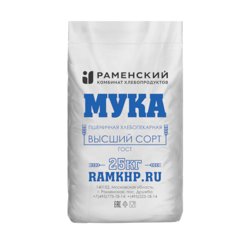 Мука пшеничная хлебопекарная высший сорт - мешок 25 кг